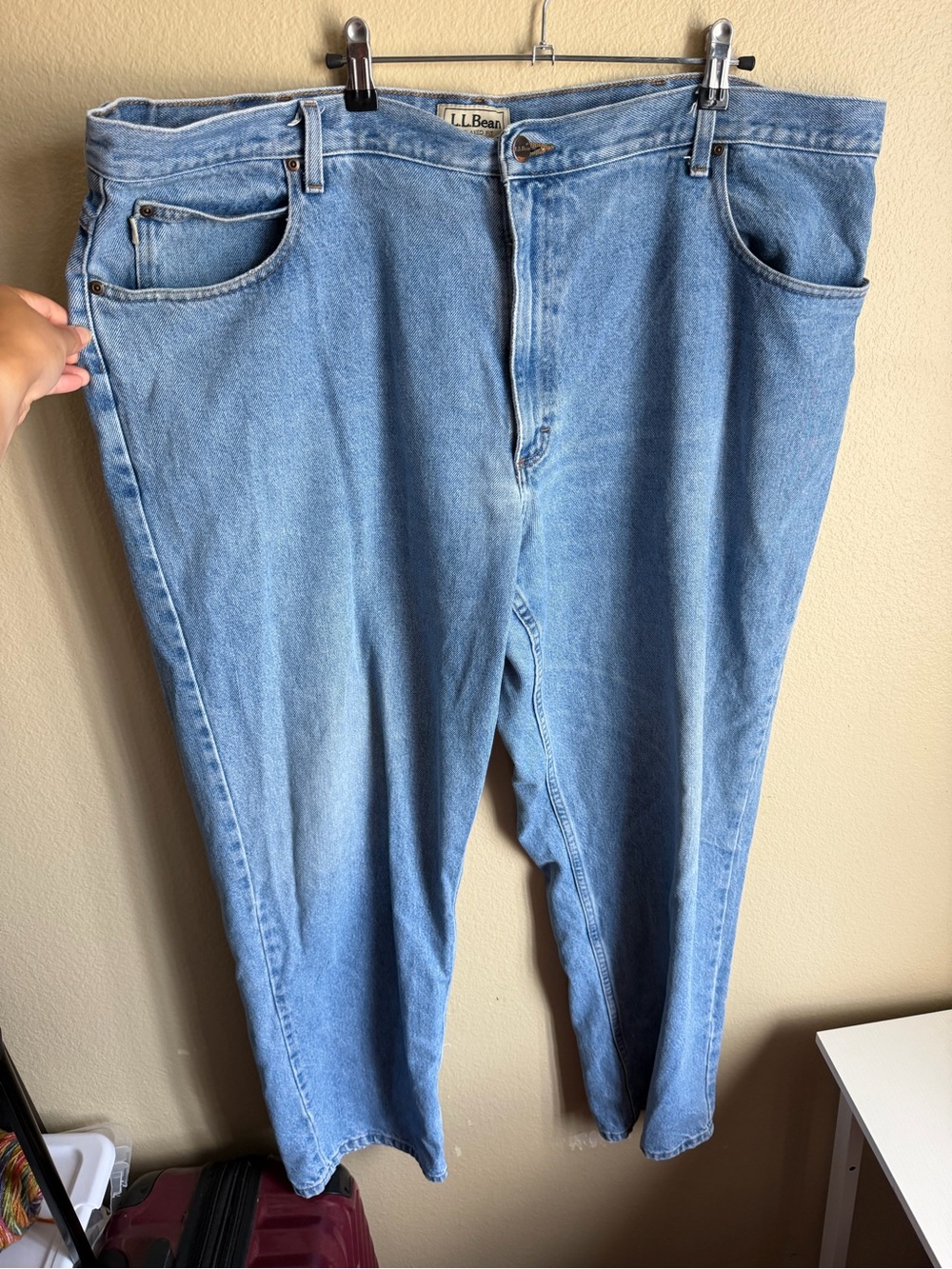 L.L. Bean Men's Light Wash Relaxed Denim Pants